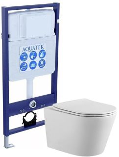 Комплект SET AQUATEK ВЕГА: рама Aquatek Standard INS-0000012 унитаз Вега AQ1905-00 с тонким сиденьем soft-close